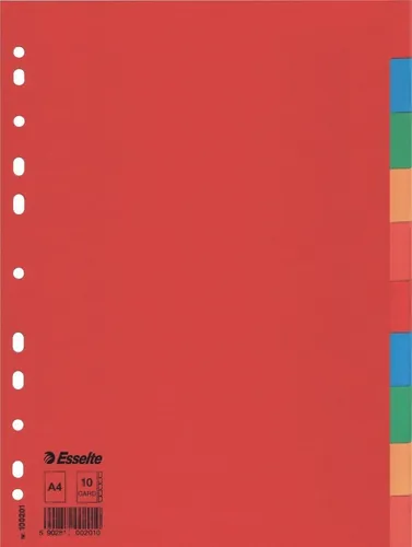 ESSELTE Aktenordner Register A4 Karton 160g/qm 10-teilig blanko farbig