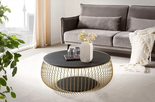 Stylischer Couchtisch SALESFEVER, Schwarz/Gold von SalesFever