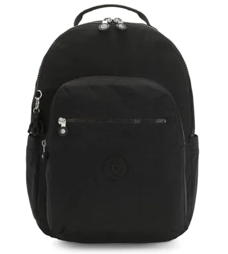 Kipling Basic Seoul Backpack L Rucksack Black Noir - Unisex Rucksack aus 100% Polyamid mit 20-29 L Kapazität, ideal für Laptops. Verstellbare Träger und stylisches Gorilla-Design machen ihn zum perfekten Begleiter.