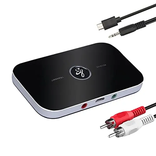 Adapter 5.0, AUX-Bluetooth-Adapter, 2-in-1-bluetooth Receiver/Bluetooth Sender, mit 3,5-mm-RCA, HD niedrige Latenz, für TV, PC, Stereoanlage zu Hause (Schwarz)