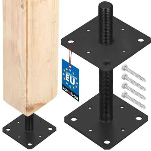 KOTARBAU® Pfostenträger aus pulverbeschichtetem Stahl 160x160x250 mm Anthrazit Pfostenträger Einschlaghülse höhenverstellbar Zaunpfosten Aufschraubhülse Bodenhülse Balkenschuh Bodenanker Balkenschuhe