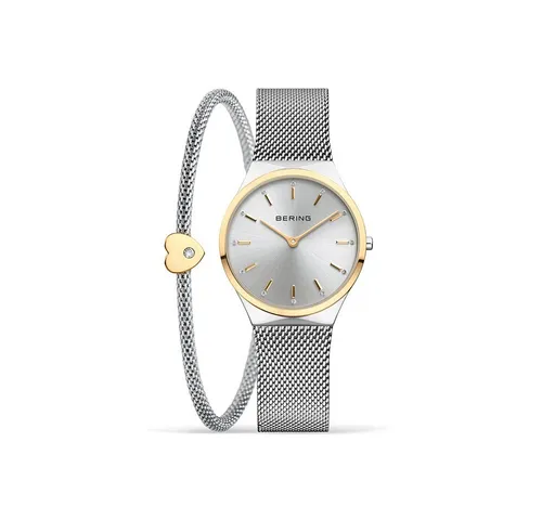 BERING Damen Uhr Quarz Movement - Classic Collection mit Edelstahl und Saphirglas 12131-014-GWP - Armbanduhren für Damen - Klassisches dänisches Design mit hochkratzfestem Saphirglas und edlem Edelstahl, ideal für stilbewusste Frauen.