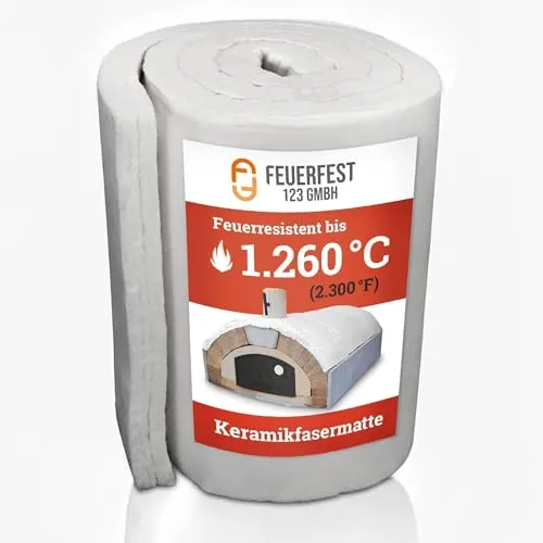Feuerfest 123 - Keramikfasermatte 1464x61x1,3 cm - Hochtemperatur-Isolierung bis 1.260 °C - Vielseitige Keramikfasermatte für Isolierungsprojekte, robust und langlebig, ideal für hohe Temperaturen in Öfen und Kaminen. Einfach zuzuschneiden und zu installieren.