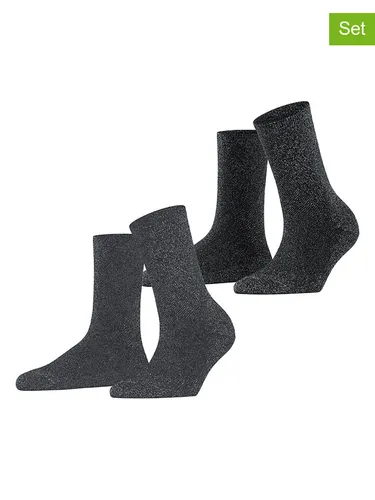 ESPRIT 2er-Set: Socken ''Shimmer'' in Grau/ Schwarz, Größe 35-38, schwarz/grau, Damen