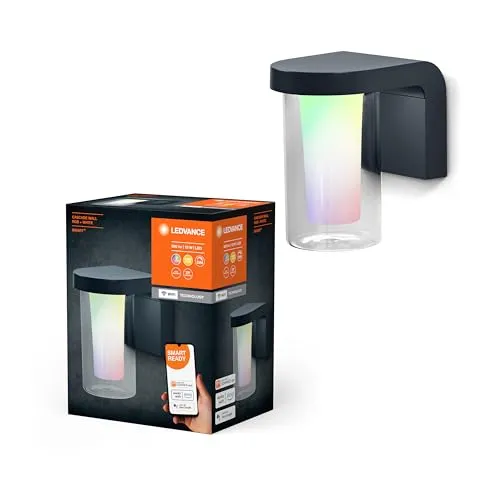 LEDVANCE SMART+ WI-FI CASCADE RGBW 18cm - Dimmable Outdoor Wall Light - Lampen. Hochwertige Aluminium-Wandleuchte mit RGB-Farbsteuerung, dimmbar und IP44 Schutz für wetterfeste Anwendung im Garten oder auf der Terrasse.