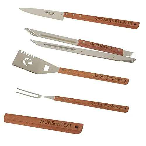 laser-diele Grillbesteck mit Gravur – Personalisiertes Grillbesteck – Geschenke für Männer – Geburtstagsgeschenke – Vatertagsgeschenk – Grillset