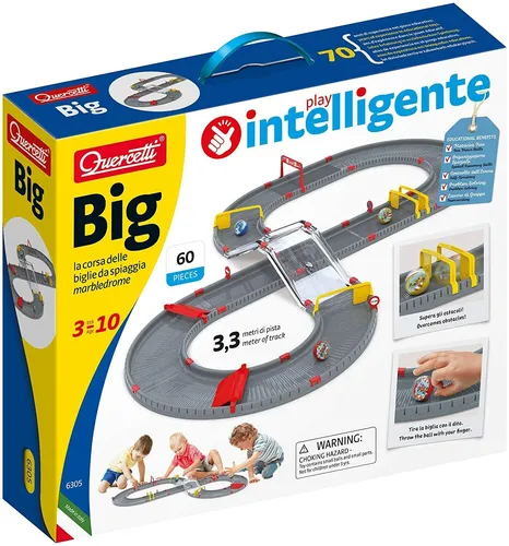 Quercetti Big Marble Race Track - 3,3 Meter - Baby Spielzeug, fördert Geschicklichkeit und Kreativität beim Spielen mit bunten Murmeln.