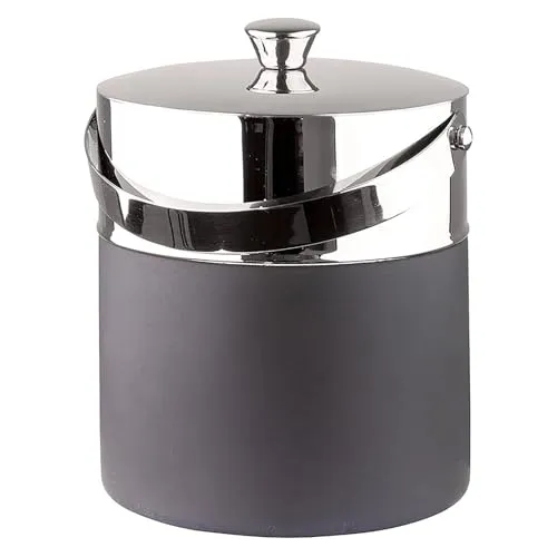 Fink doppelwandiger Eiswürfeleimer 21 cm schwarz Matter Eisbehälter mit Deckel