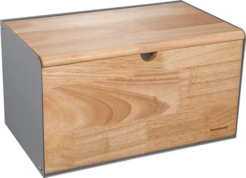 Klausberg KB-7395 Brotkasten - Doppelseitige Brotbox - Moderne Brotdose aus Holz und Metall mit entlüftetem Deckel für optimale Frische, ideal zur Aufbewahrung von Brot und Brötchen.