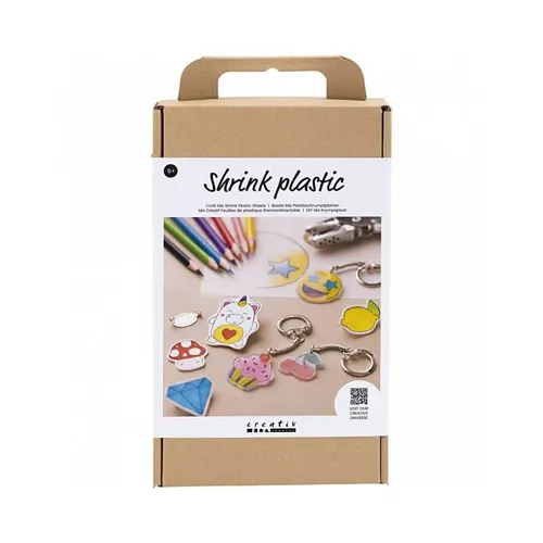 Craft Mix Schrumpffolien - Zubehör Bausatz, kreativ Basteln mit Anleitung und einzigartigen Accessoires für Kinder und Erwachsene