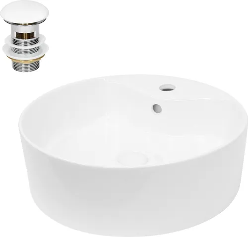 LuxeBath Keramik Waschbecken - Aufsatzwaschtisch für modernes Badezimmer - Waschbecken aus hochwertiger Keramik, platzsparendes Design mit Push-Open-Technologie für einfache Bedienung und Reinigung. Ideal für Badezimmer und Gäste-WC.