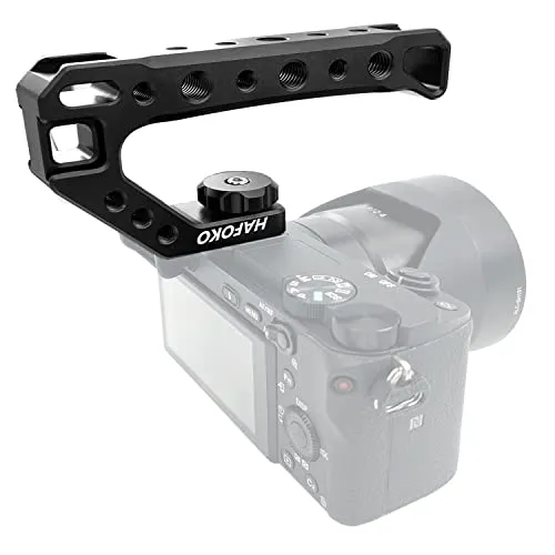 HAFOKO Kamera Top Griff Camera Top Käse Griff Universal Video Stabilizing Rig W 3 Cold Shoe Adapter zur Befestigung von Mikrofon LED-Licht Monitor Easy Low Angle Shoots Metal