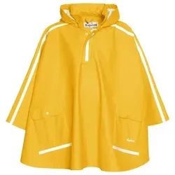 Playshoes Regen-cape Langer Rücken Unisex Kinder, Gelb, 128 - Regenjacke für Jungen und Mädchen mit extra langem Rücken, schützt Schulranzen vor Nässe. Abnehmbare Kapuze und reflektierende Details sorgen für Sichtbarkeit und Komfort.