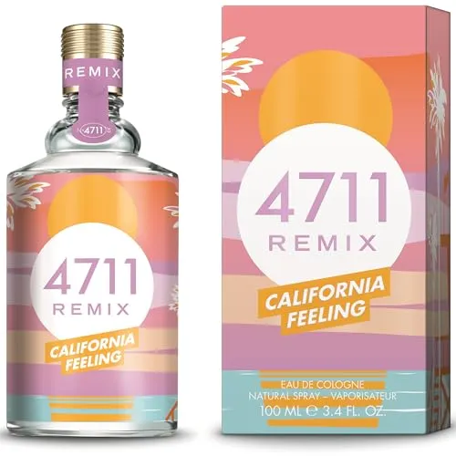Remix California Feeling Eau de Cologne 100 ml 4711 - Damendüfte - Spritzig-fruchtiger Duft, der das Gefühl eines unvergesslichen Sommers und Roadtrips durch Kalifornien auf die Haut bringt!