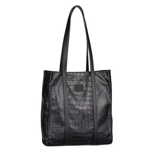 Gabor Elfie Damen Zip Shopper Umhängetasche Croco Schwarz in schwarz von Gabor