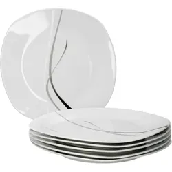 6er Set Essteller flach Silver Night 25cm - Hochwertige Porzellanteller der Serie Silver Night, ideal für Hauptgerichte und Buffet. Mit isolierendem Effekt für längere Wärmehaltung, mikrowellen- und spülmaschinengeeignet.