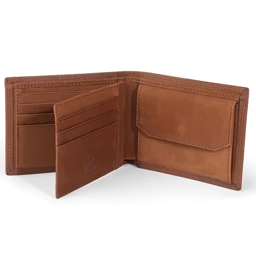 DONBOLSO Geldbörse Herren - XL Portemonnaie aus Leder mit RFID Schutz - Einfarbig Slim Wallet mit Münzfach - Dauerhaft Minimalistisch Geldbeutel für Männer - 10 cm x 12.5 cm, Vintage Braun