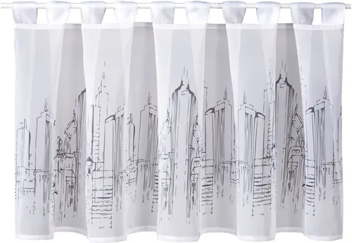 Gerster SKYLINE Scheibengardine mit Druckdesign - Gardinen mit elegantem Druckdesign, transparent und pflegeleicht aus 100% Polyester, ideal für stilvolle Fensterdekoration.