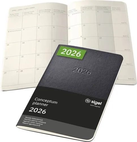 sigel Taschenkalender Conceptum 2026 DIN A6 schwarz in schwarz von SIGEL