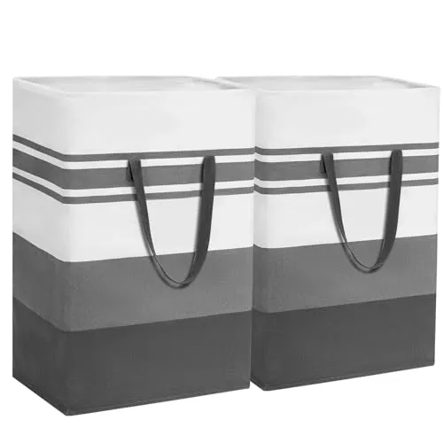 Stück Faltbarer wäschekorb,75 Liter Wäschesammler Schmal Wäschekorb Klein,Aufbewahrungskorb Laundry Baskets Wäschetonne für Badezimmer Wohnzimmer,60x40x34cm 2