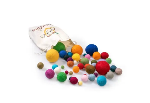 naturling Bastelperlen bunte Filzkugeln Pompons in verschiedenen Farben & Größen, 45 Kugeln verschiedener Größen