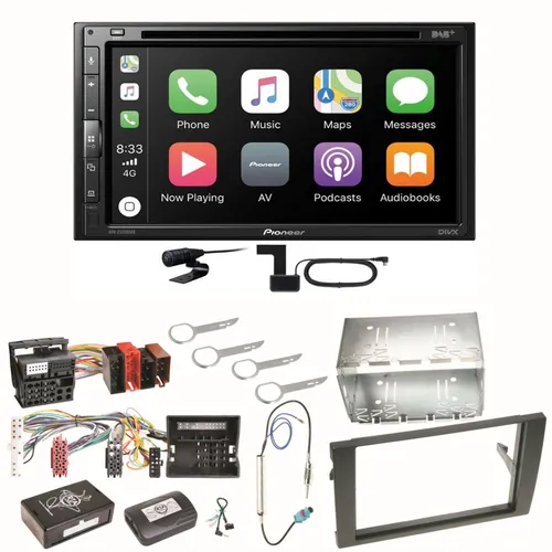 Pioneer AVH-Z5200DAB Android Auto Carplay Einbauset für Audi A4 B6 B7 Seat Exeo