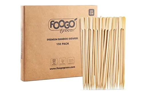 FOOGO Green 150 Bambusspieße | Groß 25 cm | Stabile, umweltfreundliche Holzspieße | Grillspieße | Kebabs Obst Cocktail | Party Hochzeit