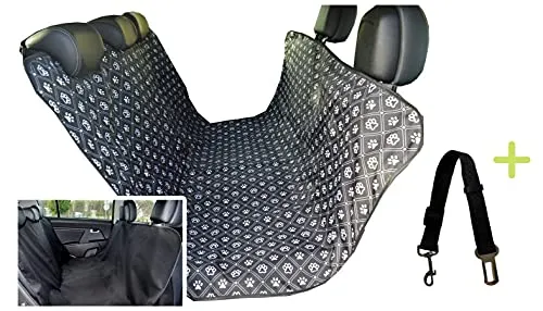 Aves-24 Hunde Autoschondecke 137 x 153 cm Autodecke Auto Decke Hundedecke Katzendecke Rückbank Kofferraum Schutz Wasserfest Schmutzabweisend (1. Pfoten - Schwarz)