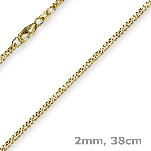 2mm Panzerkette Kette Collier aus 585 Gold Gelbgold, 38cm für Unisex - Elegante 38 cm lange Panzerkette aus hochwertigem 585er Gelbgold. Ideal für jeden Anlass und vielseitig kombinierbar. Ein zeitloses Schmuckstück für stilbewusste Träger.