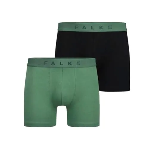 FALKE Herren Boxershorts Daily Comfort Multipack M Bx Baumwolle atmungsaktiv 2 Stück, Mehrfarbig Black Light Green 0060, XL