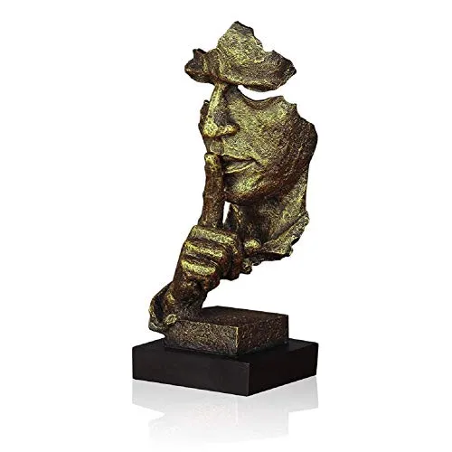 LEPENDOR Stille ist golden - Handgefertigte Stille Männer Statuen Harz Abstrakte Skulptur Büro Home Decor Figur Geschenk - Stille, Gold