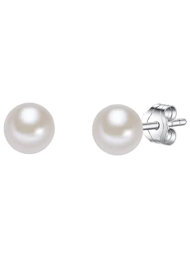 Valero Pearls Perlenohrringe silber aus Süßwasser-Zuchtperlen - Elegante Perlenohrringe aus 925er Sterlingsilber mit makellosen Süßwasser-Zuchtperlen, die jedem Outfit einen Hauch von Luxus verleihen.