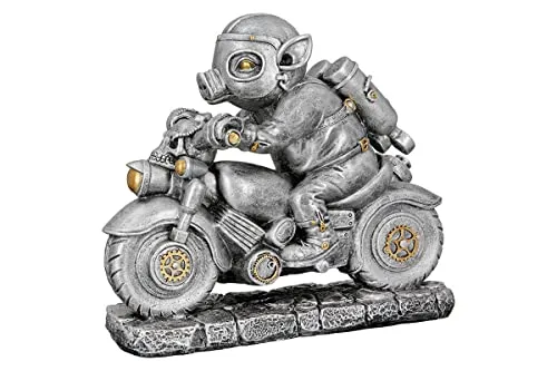 Casablanca Skulptur Steampunk Motor-Pig Schwein Motorrad 37225 - Figuren, Skulpturen & Statuen: Einzigartige Steampunk-Skulptur eines Schweins auf Motorrad, perfekt für kreative Raumgestaltung und als Blickfang.