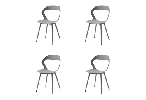 LuxusKollektion Esszimmerstuhl 4er Set Grau mit Metallbeinen