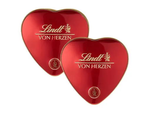 LINDT Schokolade, Lindt Von Herzen Pralinenmischung in Metall Herz Dose 30g 2er Pack