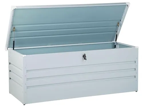Beliani Auflagenbox Hellgrau aus Metall 165x67x70 cm