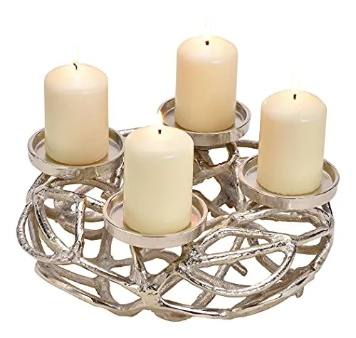 itsisa Adventskranz D: 30 cm aus Metall Alu Silber - Weihnachtsdeko, Adventsdeko