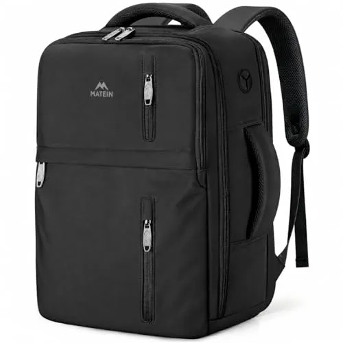 MATEIN Rucksack Handgepäck Flugzeug, Handgepäck Rucksack mit Nassfach | Ryanair Handgepäck 40x30x20 Reiserucksack Damen Ryanair Rucksack Herren mit Laptopfach Travel Backpack für Weekender, Schwarz