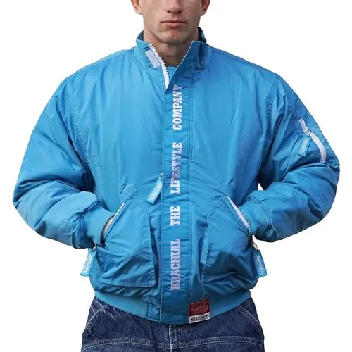 Brachial Premium Herren Fliegerjacke City Blau XL - Bomberjacke Übergangsjacke für Bodybuilder Sportler