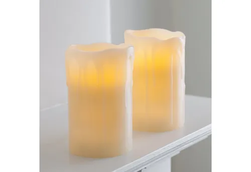Lights4fun LED-Kerze 2er Set Wachs LED Kerzen Echtwachs