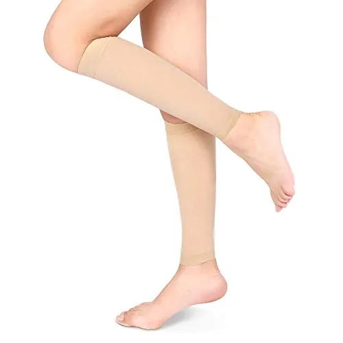 Kompressionsstrümpfe, Kompressionsstrümpfe für Krampfadern, schützt 23-32 mmHg, Klasse 2 für Männer und Frauen, ultraleicht, elastische Behandlung, Krampfadern, Beige, L