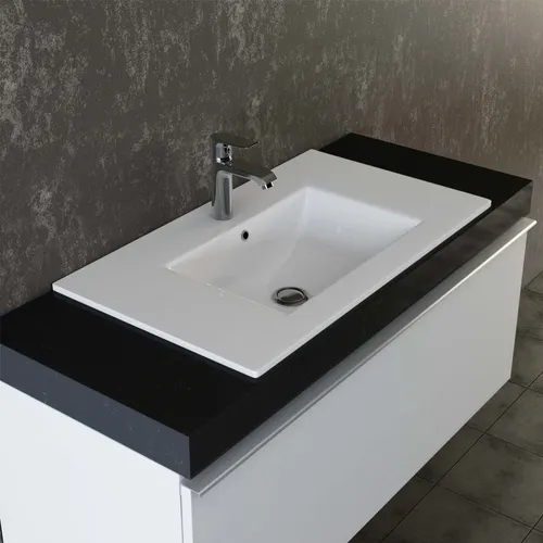 VILSTEIN Keramik Einbau-Waschbecken 70cm - Einbauwaschbecken in Weiß mit praktischem Überlauf, ideal für jeden Waschtisch und einfach zu montieren.