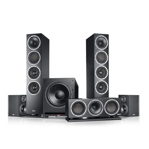 Teufel Theater 500 Surround 5.1 Heimkino-Set - Mächtiger Subwoofer, beeindruckender Klang für Musik, Film und Games, Dipol-Rear-Lautsprecher für Kinoatmosphäre, schwarz