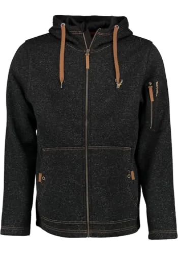 TOM COLLINS Herren Fleecejacke Freizeitjacke Zipper hochgeschlossen mit Kapuze Vazabi, Größe:XXL, Farbe:anthrazit