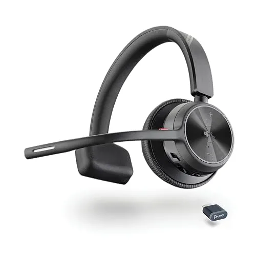 Schnurloses Headset Poly Voyager 4310 UC – Ein-Ohr-Bluetooth-Headset mit Noise Cancelling-Mikrofonarm – Verbindung mit PC/Mac/Mobiltelefon per Bluetooth – Kompatibel mit Teams, Zoom und mehr
