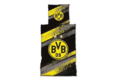 Borussia Dortmund BVB-Bettwäsche Graffiti Streifen - one Size, 100% Baumwolle mit stylischem Graffiti Design und Knopfverschluss für Kissen und Decke