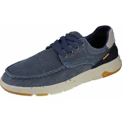 camel active Herren Canvas Schnürschuhe Blau - Herren-Sneaker aus robustem Canvas mit Spaltlederbesatz, bequemer, recycelter EVA-Sohle für optimalen Tragekomfort und stilvolles Design.