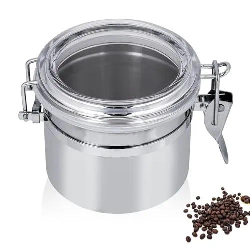HERCHR Kaffeedose Kapazität 100-150g, Edelstahl Kaffeedose Kaffeepulver Dose, Vorratsdose Kaffeebehälter Vorratsbox Frischhaltedose Box, Vorratsdosen Luftdichte Dose Dose Luftdicht