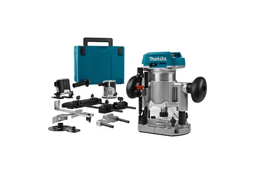 Makita 18-Volt-Ober- und Kantenfräse DRT50ZJX9 - Fräsen – Leistungsstarke Akku-Kantenfräse mit bürstenlosem Motor und elektronischer Drehzahlregelung für konstante Leistung und präzises Arbeiten.