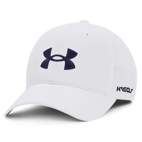 Under Armour Herren Golf 96 Baseballkappe - Weiße One Size - Moderne Baseballkappe aus 100% Polyester, ideal für den Sport. Leicht zu reinigen durch Handwäsche und mit praktischem Druckknopfverschluss.